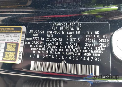 2025 Kia Sportage Ex from USA, damaged, VIN 5XYK3CDF4SG244795